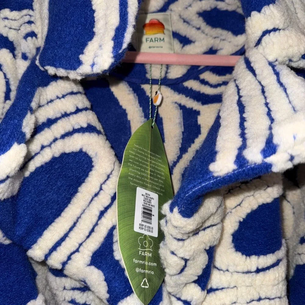 NWT Farm Rio Wool Blend Hearts Fleece Oversized Coat Size M Multicolor - Picture 2 of 6